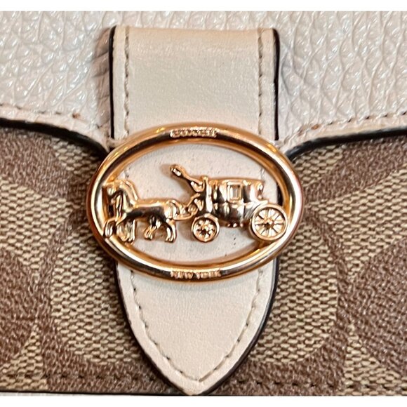 Coach Small Bifold Wallet In Signature Canvas & Leather With Horse & Carriage Lo - Picture 7 of 11